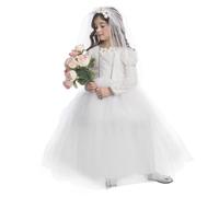 Costume da sposa per ragazze ddress -up -americana - abito da sposa principessa - abito da sposa e vestito velo set per bambini (piccolo)