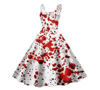 Costume Da Sposa Zombie, Costume Di Horror Per Sposa Costume Di Halloween Da Donna Sexy Raccapricciante Costume Di Halloween Da Donna Sanguinoso Vestito Da Sposa Raccapricciante, 01 Melone Rosso, XXL