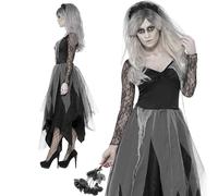 Costume Da Sposa Zombie Del Cimitero Corpse Sexy Fantasma Vedova Abito Elegante