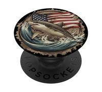 Costume da squalo retrò per gli amanti degli squali americani PopSockets PopGrip Adesivo