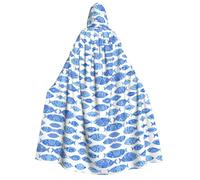 Costume da stampa con pittura a pesce per Halloween, mantello con cappuccio lungo fino a tutta la lunghezza, mantello natalizio per Halloween