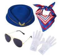 Costume da stewardess, elegante e liscio, compagno di volo, guanti da cappello, occhiali in raso, caldi, aggraziati e flessibili, compagni per donne