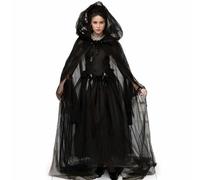 Costume da strega, abbigliamento di Halloween per la sposa fantasma ricamato vintage per cosplay haunted dimora, costume nero, strega, fantasma