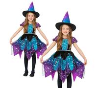 Costume Da Strega Con Luci Deluxe Luna E Stelle Per Ragazze Halloween