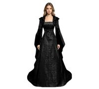 Costume da strega da donna, gotico, per Halloween, rinascimentale, con | Maxi abito con maniche a campana per palcoscenico, feste in maschera, carnevale, feste, balli studenteschi