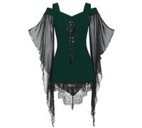 Costume da strega da donna, stile gotico, medievale, in vita legata, con lacci, vampiro, rinascimentale, per adulti, carnevale, steampunk, barocco, stile vintage, per cosplay, club, feste, 13 verde, S