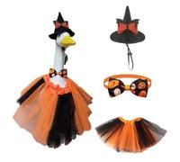 Costume da strega di Halloween da donna: gonna nera e arancione, cappello a punta e scopa, per feste, cosplay, teatro o servizi fotografici (3 pezzi) (set gonna a zucca)