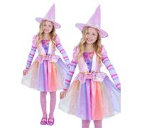 Costume Da Strega Pastello Per Ragazze Per Halloween Con Cappello
