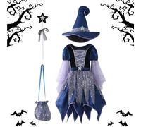 Costume da strega per bambina, per Halloween, carnevale, cosplay, con | Costumi da strega per ragazze per la scuola Photo Prop Holiday Cosplay Party Giochi di ruolo Vestire Carnevale Halloween