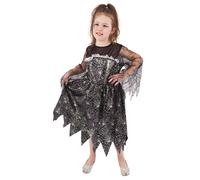 Costume da strega per bambine con ragnatela 6-8 anni