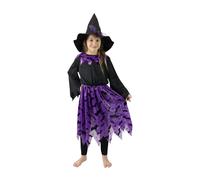 Costume da strega per bambini con pipistrelli e cappello