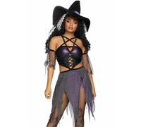 Costume Da Strega Sexy Con Pentagramma Per Adulti Donne Halloween 86829