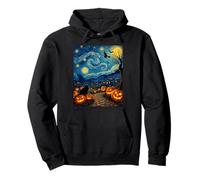 Costume da Strega Stellata di Van Gogh per Halloween, Gatto Nero Felpa con Cappuccio