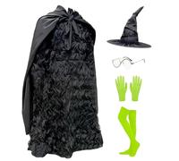 Costume da stregone per bambini, costume da strega per ragazze, set da bambini include abiti, cappello, guanti, calzini e occhiali per la festa di compleanno del cosplay di Halloween, 120 cm