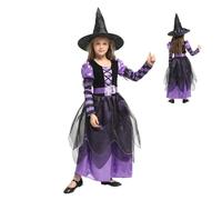 Costume da stregone per Ragazze, Costume da Strega per Ragazze con Cappello e Cintura per Bambini Halloween per Halloween Cosplay Stage Performance XL per casa