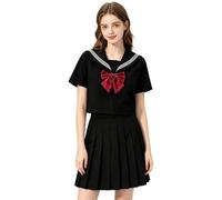 Costume da studentessa giapponese, comodo e tradizionale con papillon, costume giapponese da marinaio, per cosplay, eventi, riunioni, feste, bambini, giovani studenti