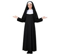 Costume da suora da donna, costume da sacerdote per Halloween | Vestaglia lunga nera religiosa vestire per Halloween Carnevale Cosplay Stage Party Dramma