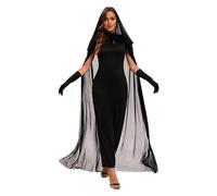 Costume da suora, monastero, sorella, medievale, costume da donna, religioso, vichare, nero, con cappello, collana e abito da suora, adatto per Halloween, carnevale, feste a tema, cosplay