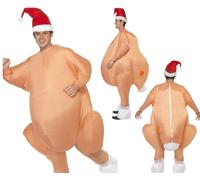 Costume Da Tacchino Natalizio Gonfiabile Per Adulti + Cappello Taglia Unica