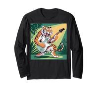 Costume da Tigre con Chitarra con Stampa di Tigre, Rock Star del Rock And Roll Maglia a Manica