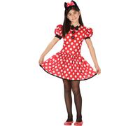 Costume da topo per bambina a pois rosso e bianco
