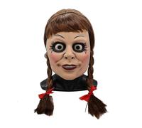 Costume da travestimento horror per cosplay con capelli lunghi e maschera intera di Annabelle