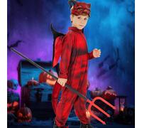 Costume da tuta di Halloween con coda alata per foto di scena in maschera