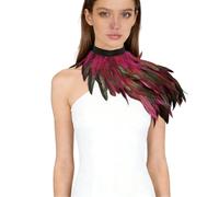 Costume da uccello gotico da donna, sciarpa, piume, spalla, ali di Halloween, costume da pavone, vintage, piuma, regolabile, sexy, colore nero, accessorio classico, costume da carnevale, O rosso