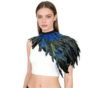 Costume da uccello gotico da donna, sciarpa, piume, spalla, ali di Halloween, costume da pavone, vintage, piuma, regolabile, sexy, colore nero, accessorio classico, costume da carnevale, O blu scuro