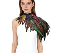 Costume da uccello gotico da donna, sciarpa, piume, spalla, ali di Halloween, costume da pavone, vintage, piuma, regolabile, sexy, colore nero, accessorio classico, costume da carnevale, O multicolore