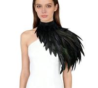 Costume da uccello gotico da donna, sciarpa, piume, spalla, ali di Halloween, costume da pavone, vintage, piuma, regolabile, sexy, colore nero, accessorio classico, costume da carnevale, O nero