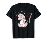 Costume da unicorno per 7° compleanno, per bambine, 7 anni Maglietta