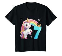 Costume da Unicorno per Il 7° Compleanno per Bambine - Cute Rainbow Girl Maglietta