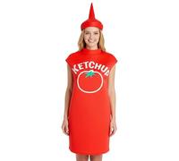 Costume Da Uomo A Forma Di Ketchup | Vestito Cosplay Per Tema Condimento - Travestimento Senape Donna,Per Halloween, Natale, Compleanno, Carnevale, Maschera, Festa A Tema, Spettacolo Teatrale