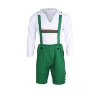 COSTUME DA UOMO BAVARESE - PANTALONI VERDI IN STILE LEDERHOSEN E CAMICIA TRADIZIONALE BIANCA - PERFETTO PER L'OKTOBERFEST TEDESCO NOTTE DI ADDIO AL CELIBATO O QUALSIASI FESTA IN COSTUME (X-GRANDE)