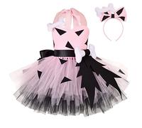 Costume da uomo delle caverne per bambine, per Halloween, storico cavernicolo, in tulle, 4 anni, rosa