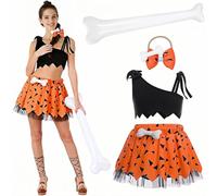 Costume da uomo delle caverne per Halloween, costume da uomo delle caverne, con allacciatura al collo, gonna stampata, fascia gonfiabile, per Halloween, carnevale, cosplay (150)