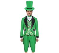Costume da uomo di San Patrizio, costume da folletto verde per uomo | Costume da uomo irlandese di San Patrizio | Costume cosplay in tessuto misto poliestere per spettacoli su