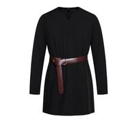 Costume da uomo medievale vichingo, tunica da uomo a maniche corte, camicia vichinga, guerre, travestimento per carnevale cavaliere, guerriero, tunica medievale, R nero., S