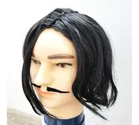 Costume da uomo nero sporco parrucca + baffi Halloween Cosplay Costume nero parrucca Set