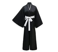 Costume da uomo Samurai Hakama, kimono, kendo, aikido, judo, costume tradizionale giapponese per arti marziali (09# nero, S)