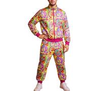 Costume da uomo spettacolo da discoteca retrò astronauta galattico con pantaloni svasati e giacca stampata a stella per sera a tema spaziale, viola., XL