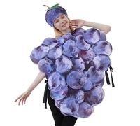 Costume Da Uva Viola - Completo Da Vestire Per Un Mazzo Di Frutta, Costume Cosplay Per Festa Di Halloween Con Cappello, Abbigliamento Realistico Per Spettacoli Teatrali, Abbigliamento Divertente Per G