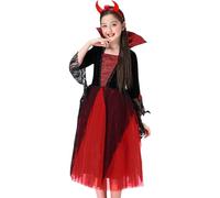 Costume da vampiro per bambini, set di costume da regina dei vampiri reali, per ragazze, elegante vestito per Halloween, giochi di ruolo e cosplay, abito gotico per feste di carnevale, fan spettrale