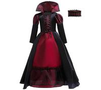Costume da vampiro per ragazze, costume gotico nobile da regina dei vampiri, vestito spettrale per Halloween, spettacoli scolastici, feste di carnevale, casa stregata, oggetti di scena per foto