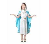 Costume da Vergine Maria, 3 pezzi, blu e bianco, costume da Maria e Giuseppe, per bambini, per Natale, Capodanno, feste, Giornata mondiale del libro (XL, 9-10 anni)