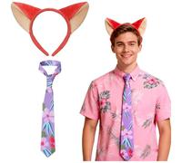 Costume da volpe da uomo e donna, costume di carnevale con fascia in capelli di volpe e cravatta, costumi di carnevale per carnevale e feste cosplay, accessori con orecchie da volpe per uomo