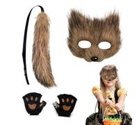 Costume da volpe per ragazze, realistico, regolabile, accessorio per | Costume di Halloween Animal Face Cover Coda Kit Ragazzi Ragazze Adolescenti Uomini Donne Evento Sociale Festa in maschera
