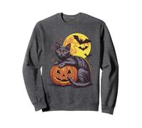 Costume da Zucca da Gatto Nero retrò per Halloween, Motivo: Pipistrelli lunari spettrali Felpa