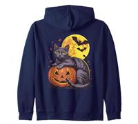 Costume da Zucca da Gatto Nero retrò per Halloween, Motivo: Pipistrelli lunari spettrali Felpa con Cappuccio
